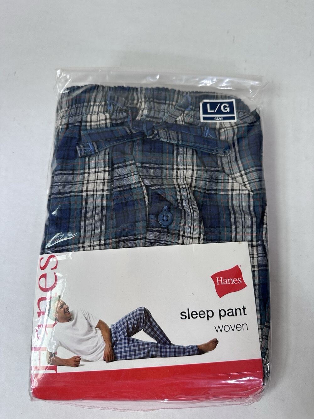 Hanes Men’s Pajama Plaid Pants Woven Size L
